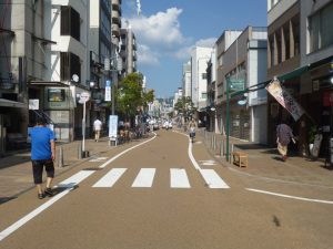 （写真１）地域デザインの好事例、松山ロープウェー通り